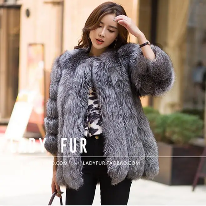 BINYUXD Лидер продаж новый дизайн осень-зима пальто теплое Новое черно-бурой лисы с