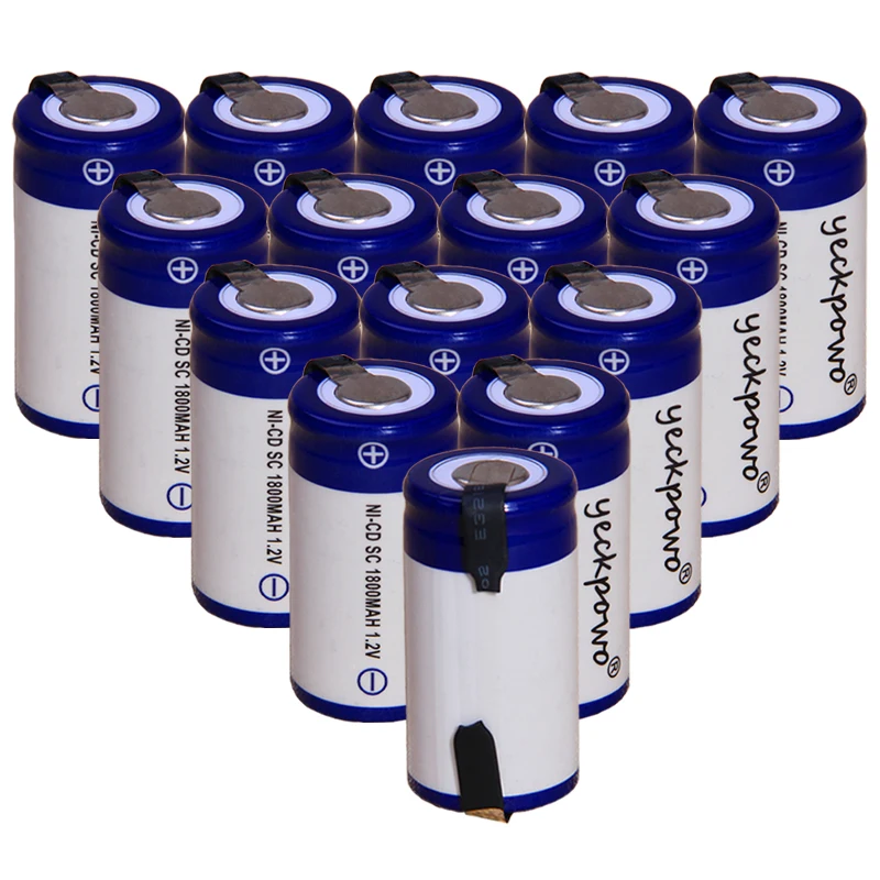 Yeckpowo 15 шт. SC батареи 1 2 В никель-кадмиевый аккумулятор для электроинструментов 1800