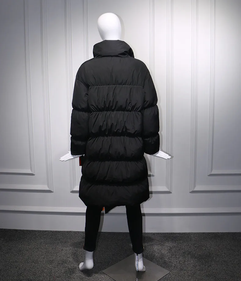winter coat 2018 down personality thickening stand collar irregular jacket women black loose | Женская одежда