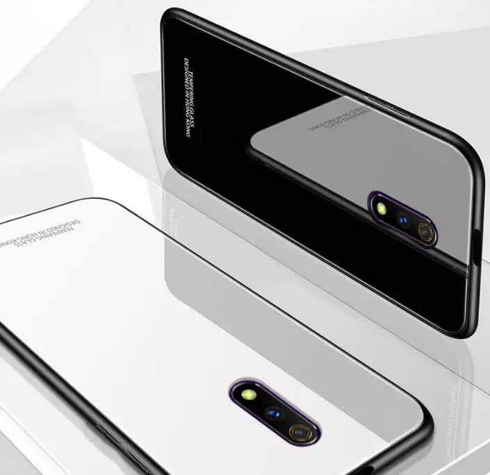 Для realme x/realme x lite стеклянная задняя крышка, мягкий край чехол для смартфона