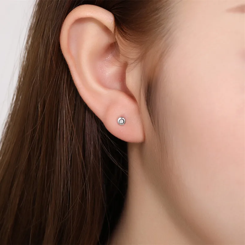 ZOCAI Новый Дизайн волновой точки Earrings 0 02 CT сертифицированных сережки с настоящим