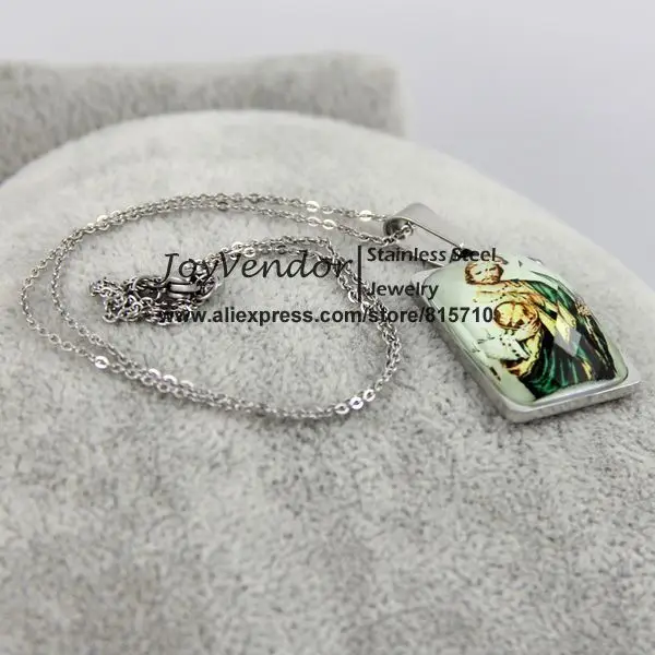 Stainless Steel Crystal Surface Saint Jude Picture Christian Pendant With Chain Free Shipping | Украшения и аксессуары