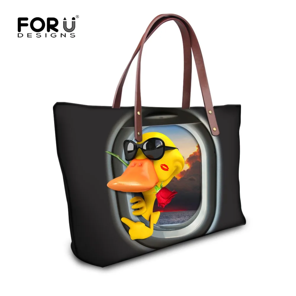 FORUDESIGNS Women Shoulder Bag Black Print Frog Handbag Female Daily Use Single Casual Tote Bags Blosas Feminina | Багаж и сумки