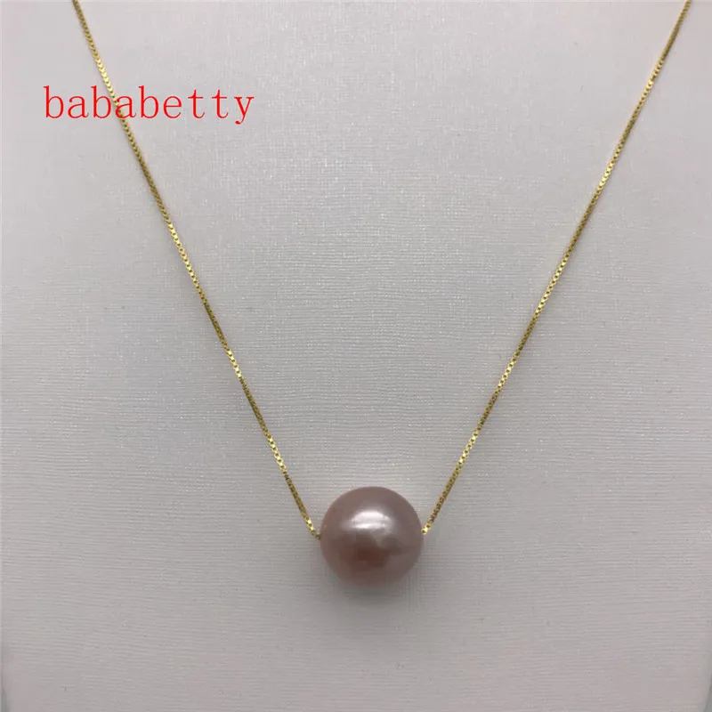 

NEW Perfect Cultured freshwater 12-13MM natural purple irregular shaped Edison pearls 925 sterling necklace 18"