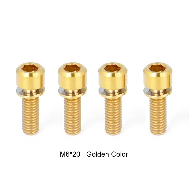 M6X20 Golden Deemount 4 шт. M6* 16/18/20 W/шайба Титан сплав велосипедный дисковый тормозной суппорт крепежные болты MTB велосипед стоп-сигнал для крепления рукоятки стопорный винт - Цвет: M6X20 Golden