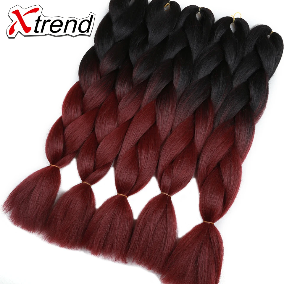 Xtrend 24 дюйма Омбре плетение волос для наращивания большие синтетические косы крючком волосы оптом для женщин один тон два тона три тона