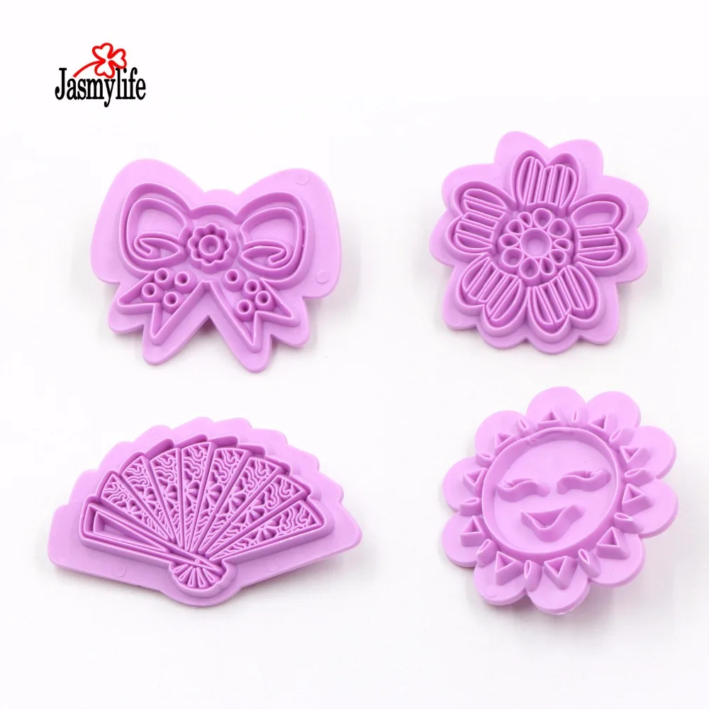 4 шт./компл. DIY помадка торта формочки для печенья Плунжер декорирования тортов