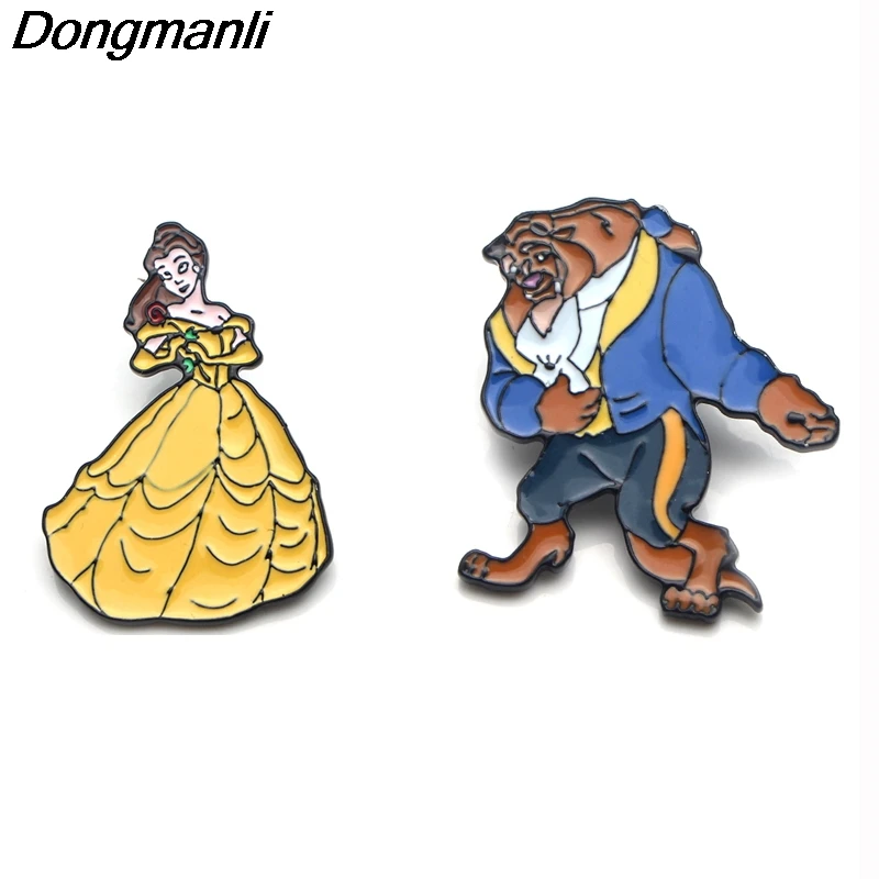 P3593 Dongmanli красота и чудовище металлические эмалированные булавки и броши для моды нагрудные булавки рюкзак сумки значок детские подарки