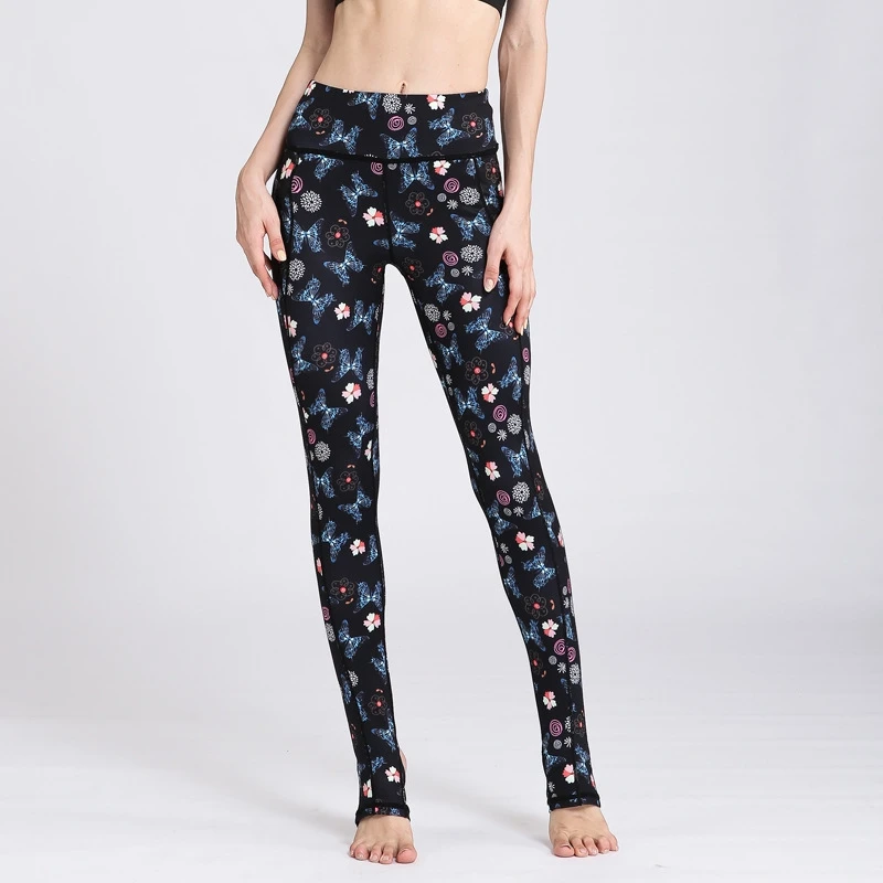 Женские штаны для йоги с высокой талией спортивные Леггинсы цветочным принтом