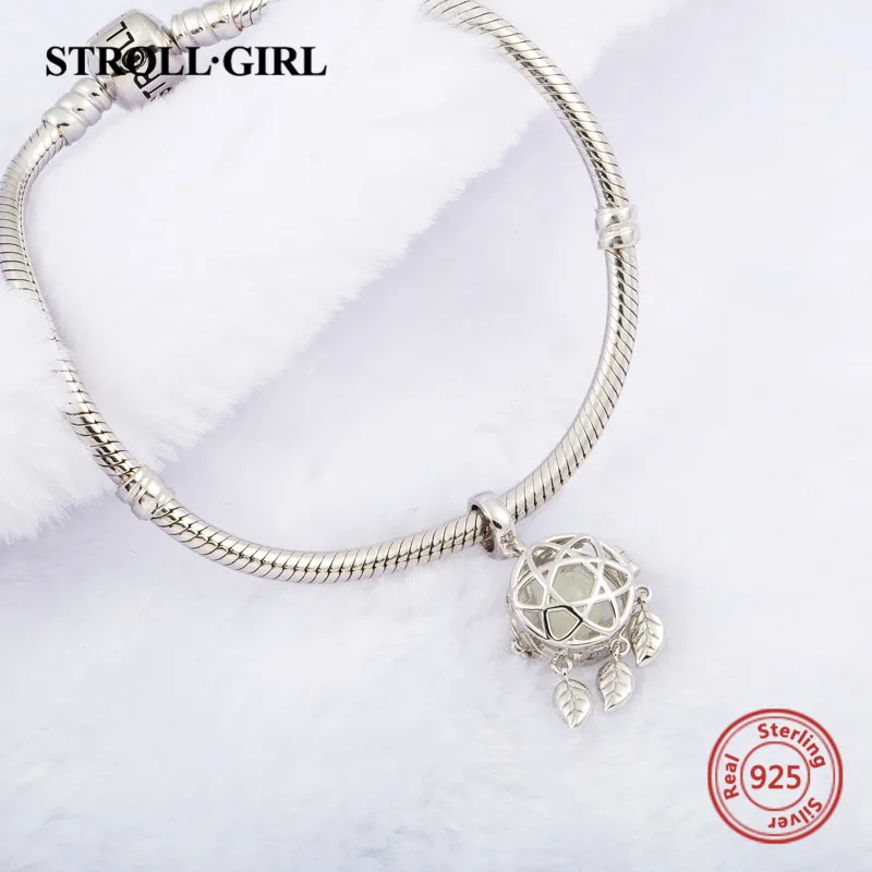 AliExpress, серебро 925 пробы, подвески Ловец снов, светящиеся подвески, бусины, подходят для оригинальных браслетов Pandora, сделай сам, подарок для изготовления ювелирных изделий