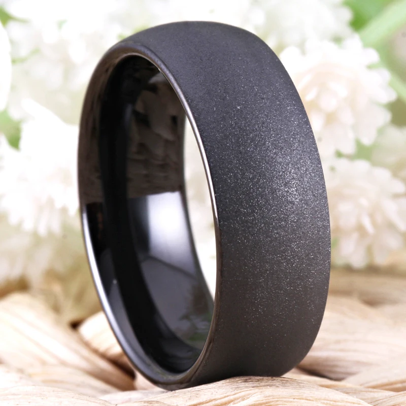 Classic Wedding Band Ring Sand Blasted Black Tungsten Ring Men and Women Engagement Anniversary Gift Party Jewelry Comfort Fit
