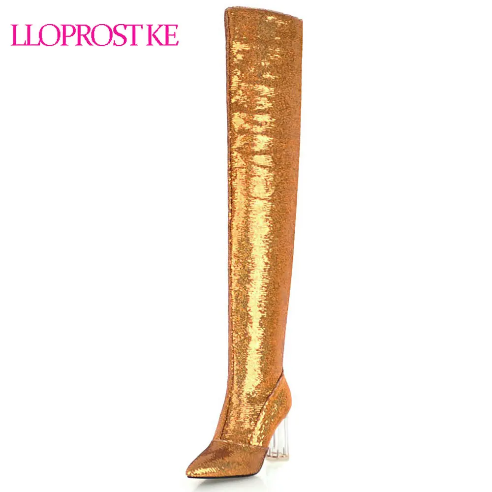 

Lloprost ke Women Thigh High Boots Sexy Fashion Over the Knee Boots High Heels Autumn Winter Woman Party Shoes Long Boots D283