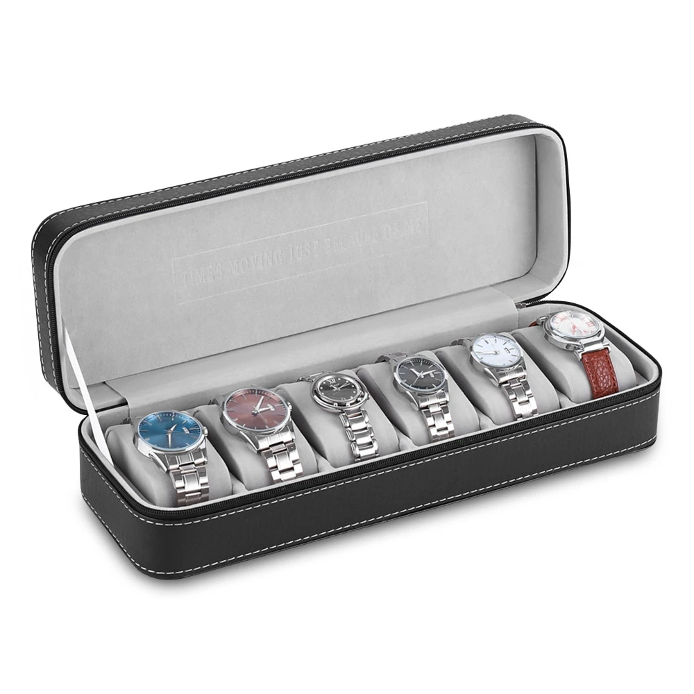 Портативный чехол для хранения часов с 6 отделениями кожаная коробка органайзер