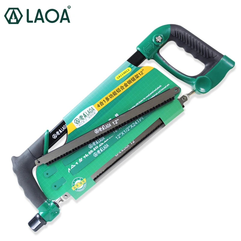 LAOA Hacksaw 12 Inch Heavy Duty Wonder Saw Rubber Wrapped Aluminum Alloy Steel Saw Frame for Gardening Cutting Hand Tool Saw