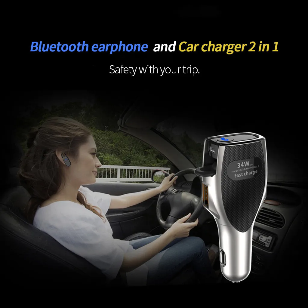 KONGYIDE Автомобильная беспроводная Bluetooth гарнитура 4 0 смарт автомобильное зарядное
