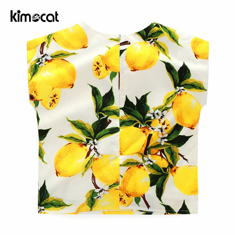 Kimocat/Одежда для маленьких девочек; летняя детская одежда для маленьких девочек; комплект одежды для малышей; милый Принт лимонов; футболка+ штаны