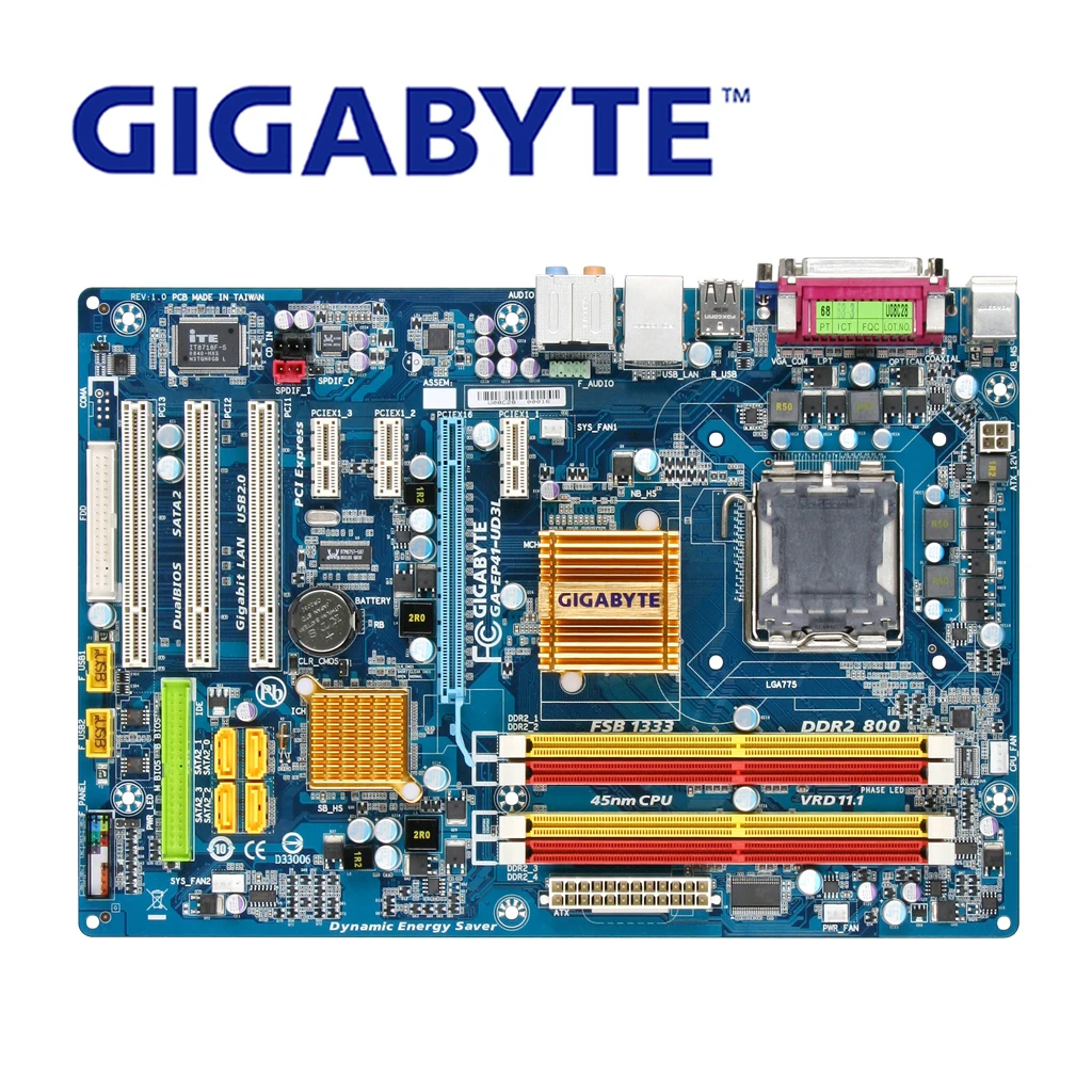 LGA 775 For Intel DDR2 Gigabyte GA-EP41-UD3L Motherboard G41 USB2.0 16GB SATA II EP41-UD3L Desktop Mainboard Systemboard Used