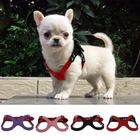 pet dog harness soft suedesmall dog harness for puppies chihuahua adjustable chest strap
