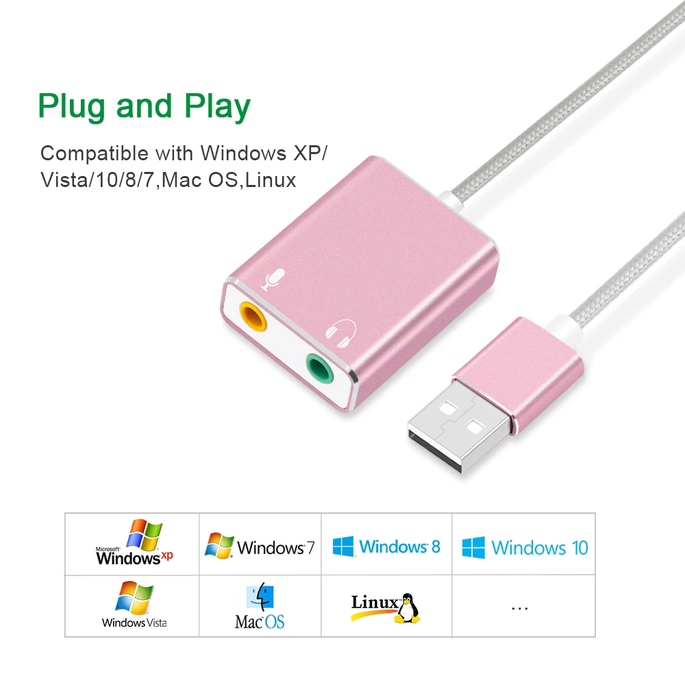 7,1 Внешняя USB звуковая карта Тип C/USB до 3,5 мм разъем USB аудио адаптер наушники микрофон для Macbook компьютер ноутбук ПК