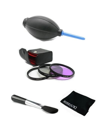

RISE(UK) New Professional 72mm UV FLD CPL Filter kit &Gas blowing&brush for canon nikon sony pentax+Cleaning cloth