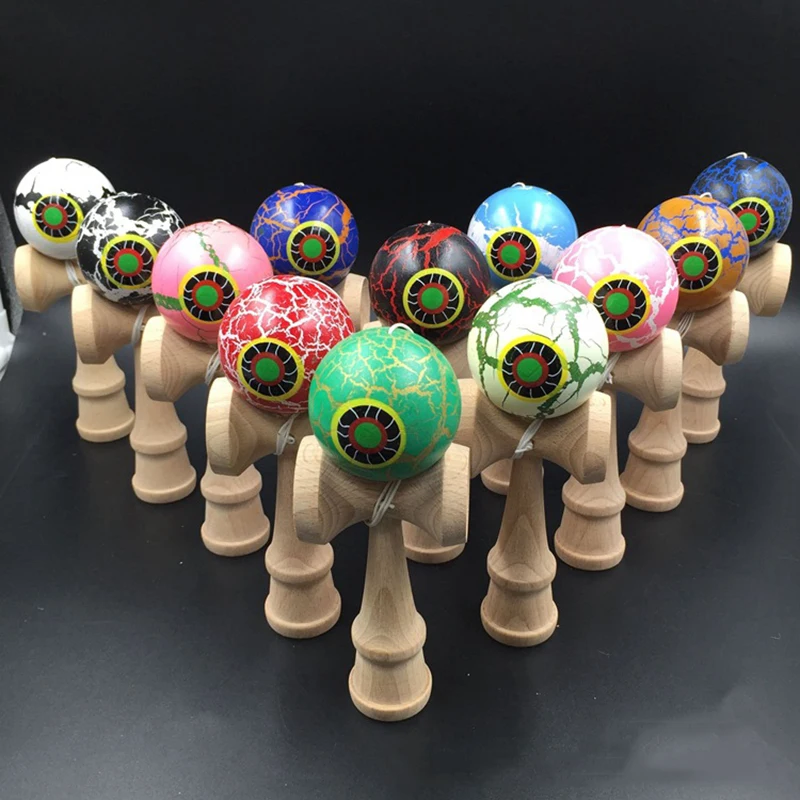 18 см Kendama деревянные игрушки глаза трещина шаблон умелое жонглирование мяч игрушки для отдыха на открытом воздухе спортивные мячи Профессиональный Kendama