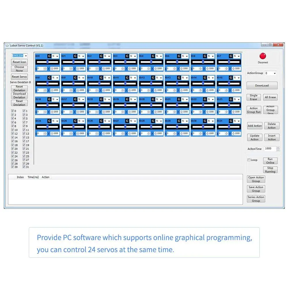 

24CH Digital Servo Controller with Wireless Handle,16M High-Capacity Memory,Over-Current Protection Compatible with Arduino