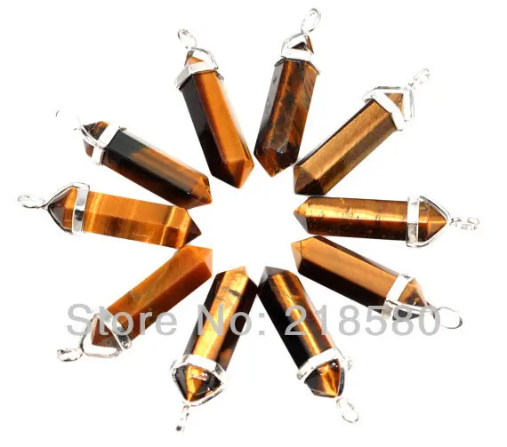 

10pcs Tiger Eye Healing Stone Crystal Point Pendant PM13115