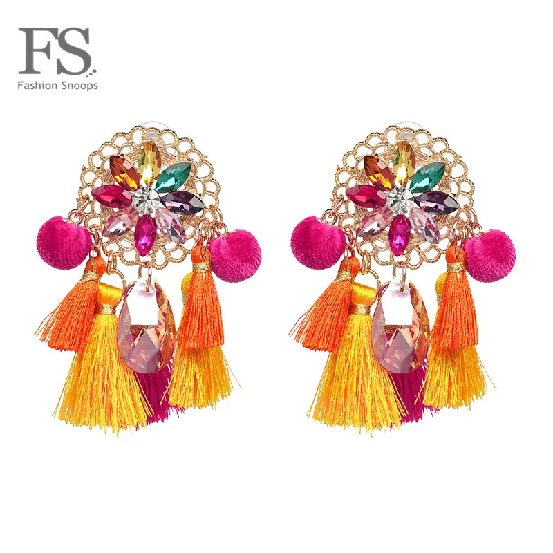 Женские этнические серьги FASHIONSNOOPS с бахромой эффектные Разноцветные кисточками