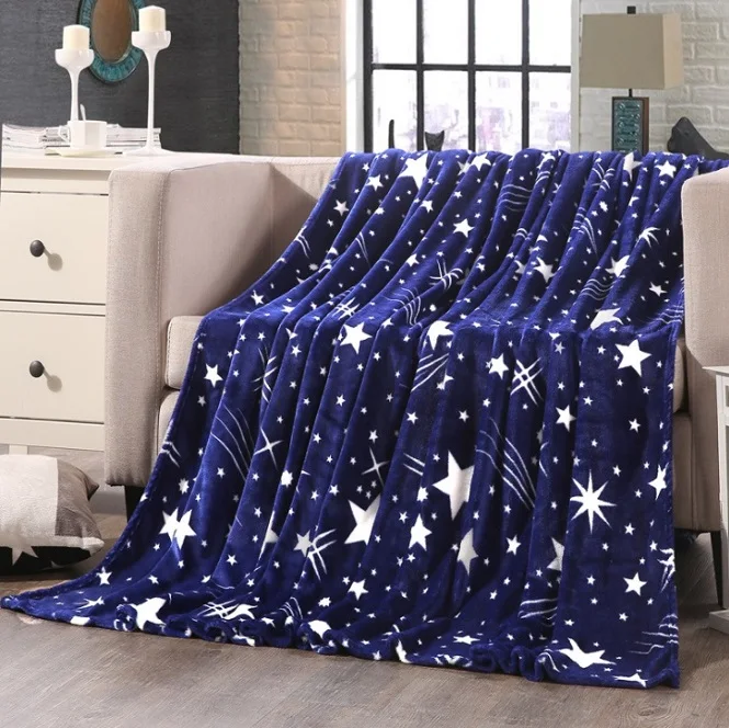 

mylb Bright stars bedspread blanket 200x230cm High Density Super Soft Flannel Blanket to on for the sofa/Bed/Car Portable Plaids
