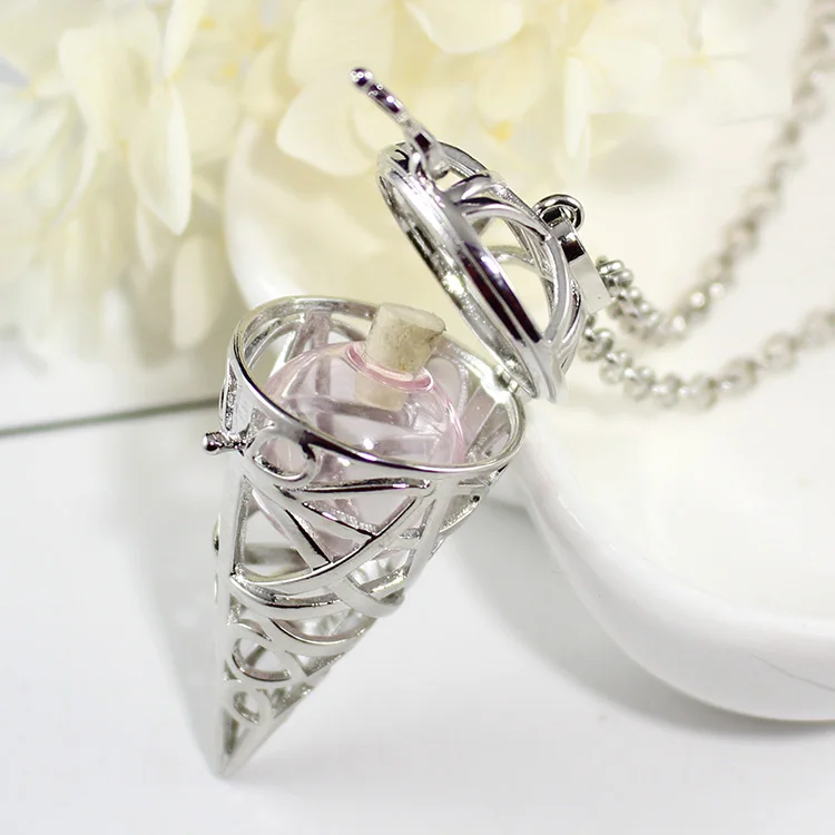 Silver with Pink 1 шт. 45x23 мм Золотая и серебряная звезда пентаграмма медальон памятный медальон конус медальон кулон Мемориал пепел Keepsake кремации ювелирные изделия - Окраска металла: Silver with Pink