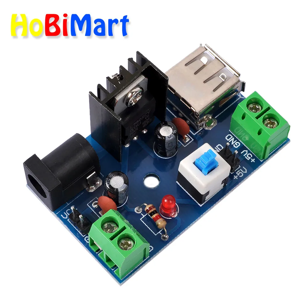 1 шт 7v 15V to 5V модуль питания 9V 12V 7805 теплоотвод с переключателем # Hbm0354|Интегральные