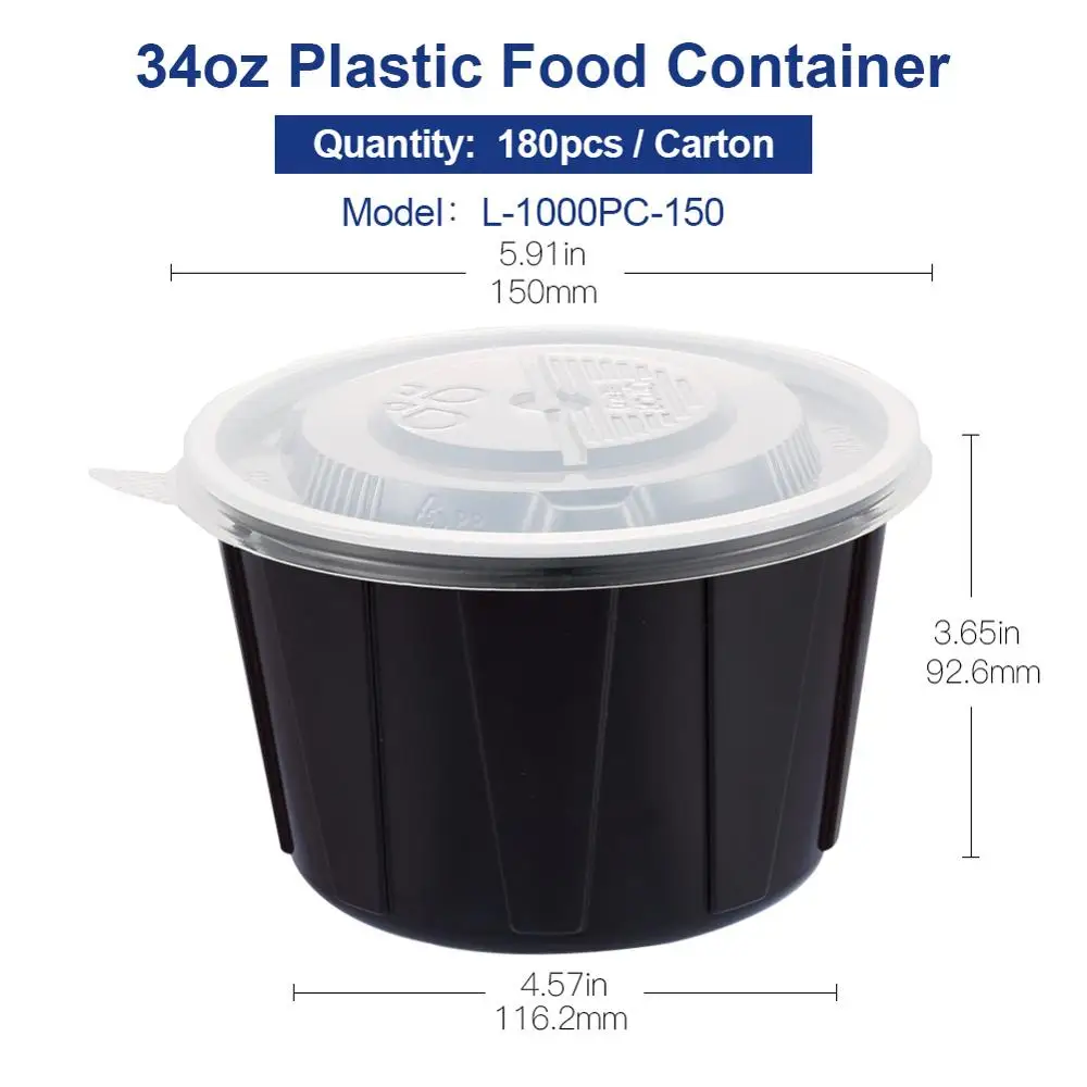 1000ml-Clear-180pcs OTOR 12 унций 20 унций одноразовое приготовление еды Bento коробка контейнер с крышками Microwaveable контейнер для хранения еды Ланч-бокс - Цвет: 1000ml-Clear-180pcs