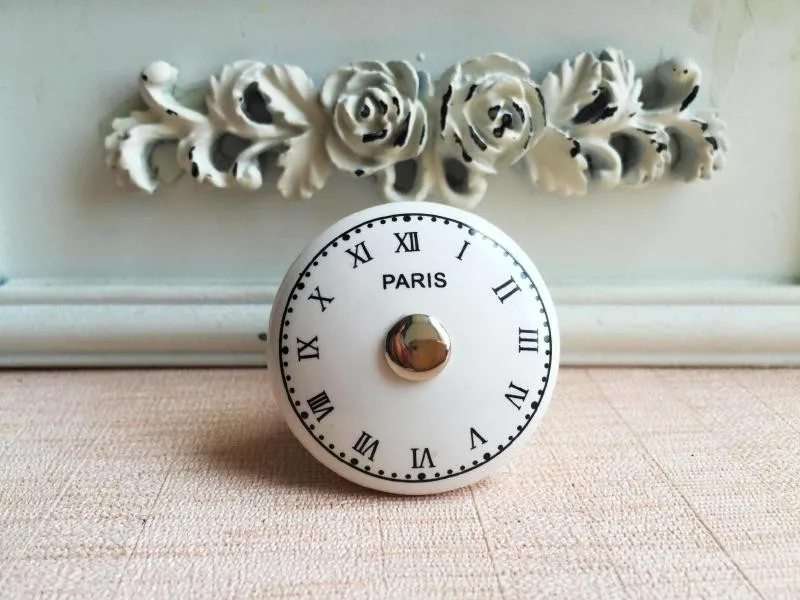 Hole ceramic handle digital clock French European pattern retro furniture drawer chest of drawers | Обустройство дома