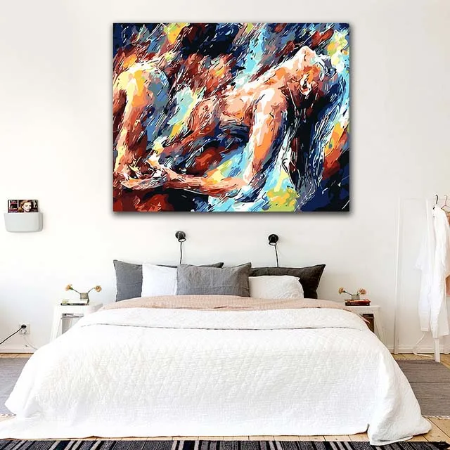 

DIY colorings pictures by numbers with colors Passionate couple abstract picture drawing painting by numbers framed Home