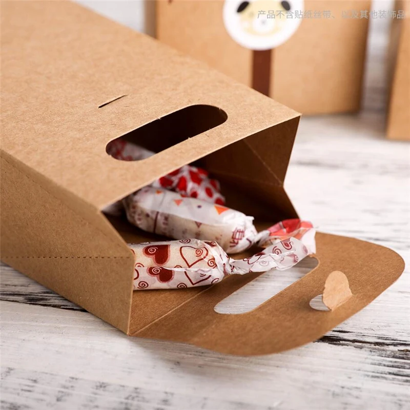 

50pcs Cake Food Kraft Paper Box With Handle Boxes Christmas Birthday Wedding Party Candy Gifts Packaging 10*15.5*6cm