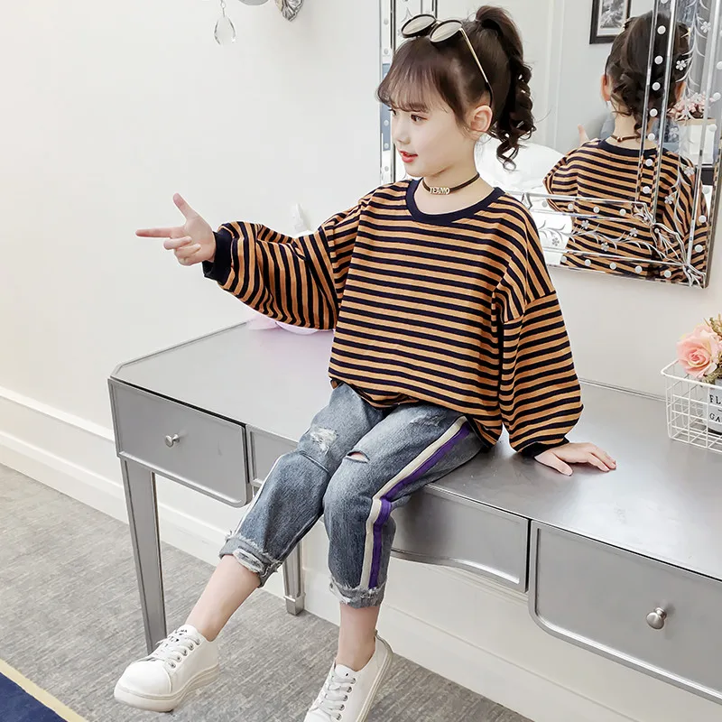 JMFFY Baby Girls Denim Pants Casual Kids Autumn Trousers Girl 2019 Spring Children For Ripped Cowboy Jeans New | Детская одежда и