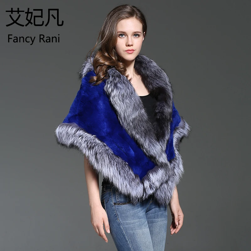 Women Genuine Rabbit Fur Shawl Sexy Pashmina 2018 Fashion Winter Warm Natural Rex Real Fox Scarves & Wraps Female | Аксессуары для