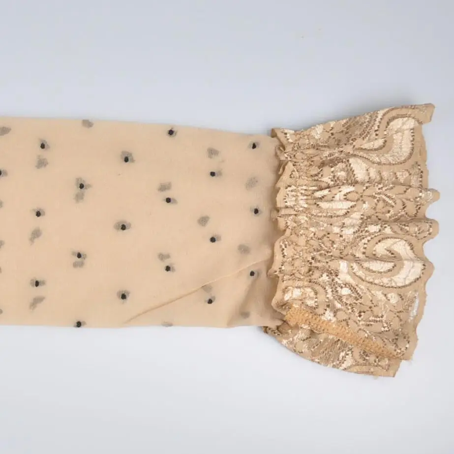 Чулочные изделия прозрачные в горошек с прозрачной окантовкой 4 вида цветов