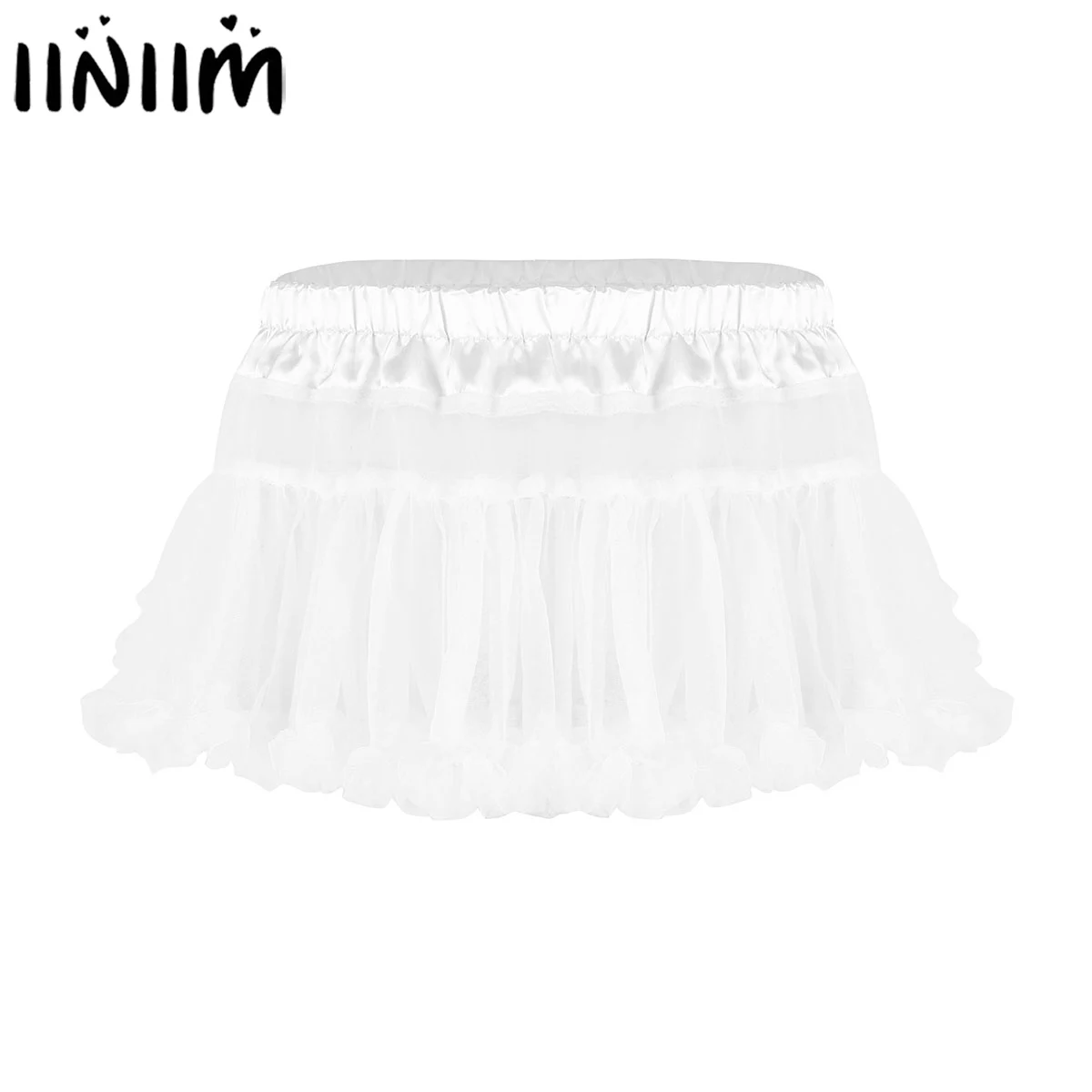 Мужское нижнее белье SISSY, трусики, юбки, атласные, эластичный пояс, оборками, мягкий тюль, многослойная юбка, короткая, для мужчин, Babydolls, мини-пачка