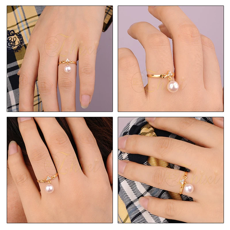 Кольцо из 18-каратного золота с натуральным морским жемчугом Akoya J110 | Украшения и