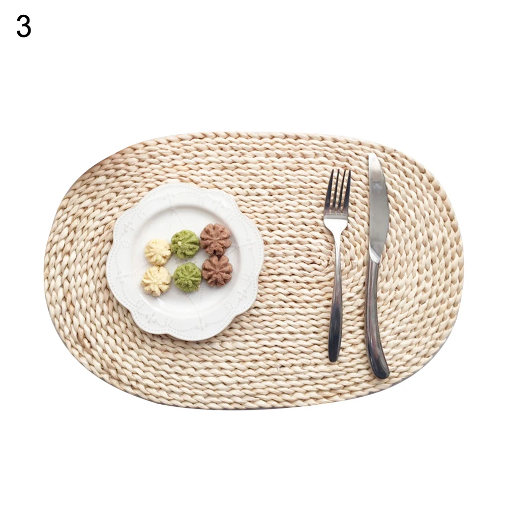 

Rattan Weave Insulation Placemat Round Oval Placemat Dining Table Heat Insulation Mat Kitchen Decor