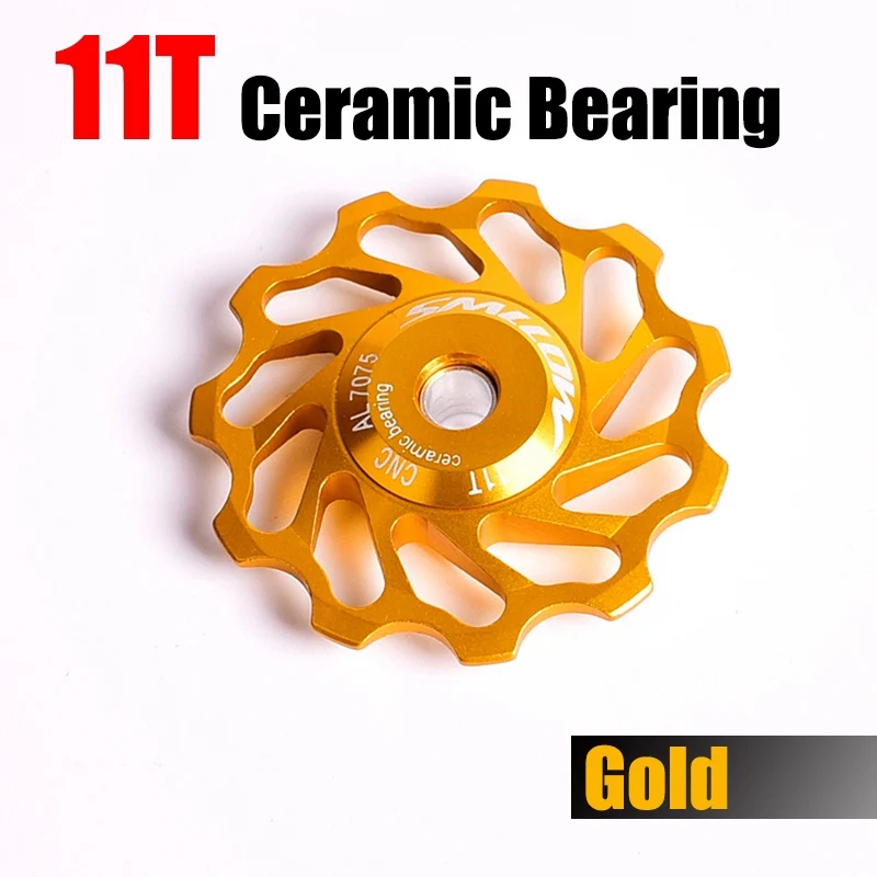 11T Gold 11 T MTB керамический подшипник опорный ролик шкив 13 T задний переключатель передач велосипедный шкив 4 мм 5 мм 6 мм велосипед направляющий шкив колеса - Цвет: 11T Gold