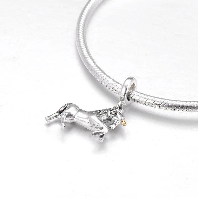 Authentic 925 Sterling Silver fine Unicorn Dangle Horse Pendant Beads Fit Original Pandora Charm Bracelet Jewelry making | Украшения и