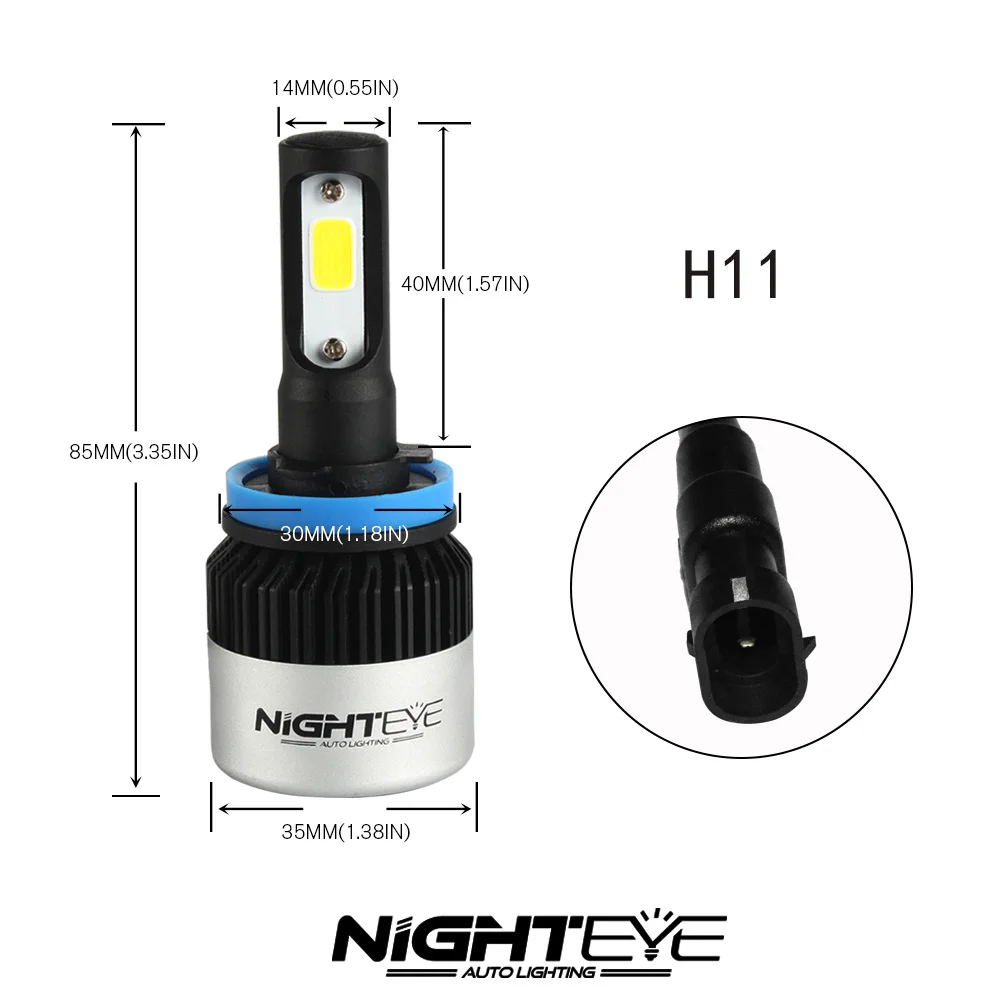 NIGHTEYE 9000LM H4 H11 H7 Светодиодные Автомобильные фары лампы 6500K H8 H1 HB3 9005 HB4 9006 72 Вт 360 градусов Автомобильные противотуманные фары лампы авто лампы