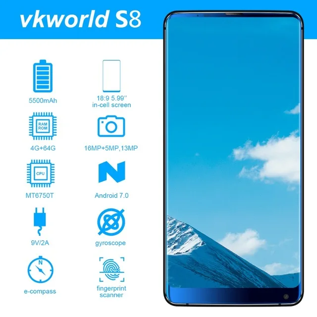 VKWORLD S8 4G B + 6 MTK6750T 1 5 ГГц Octa Core 99 дюймов LG в ячейке FHD полный Экран двойной Камера Android