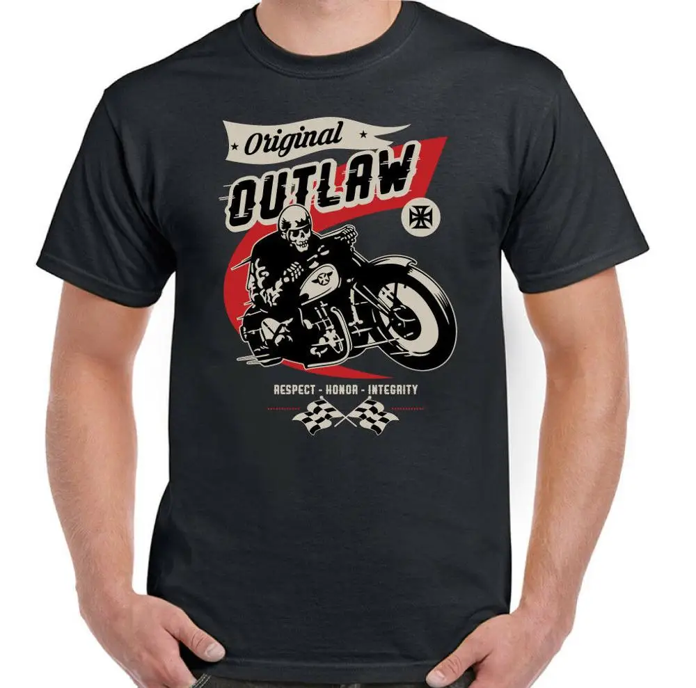 

Original Outlaw Mens Biker T-Shirt Motorbike Motorcycle Bike Cafe Racer Newest 2019 Fashion Men Funny Casual Printed T Shirt