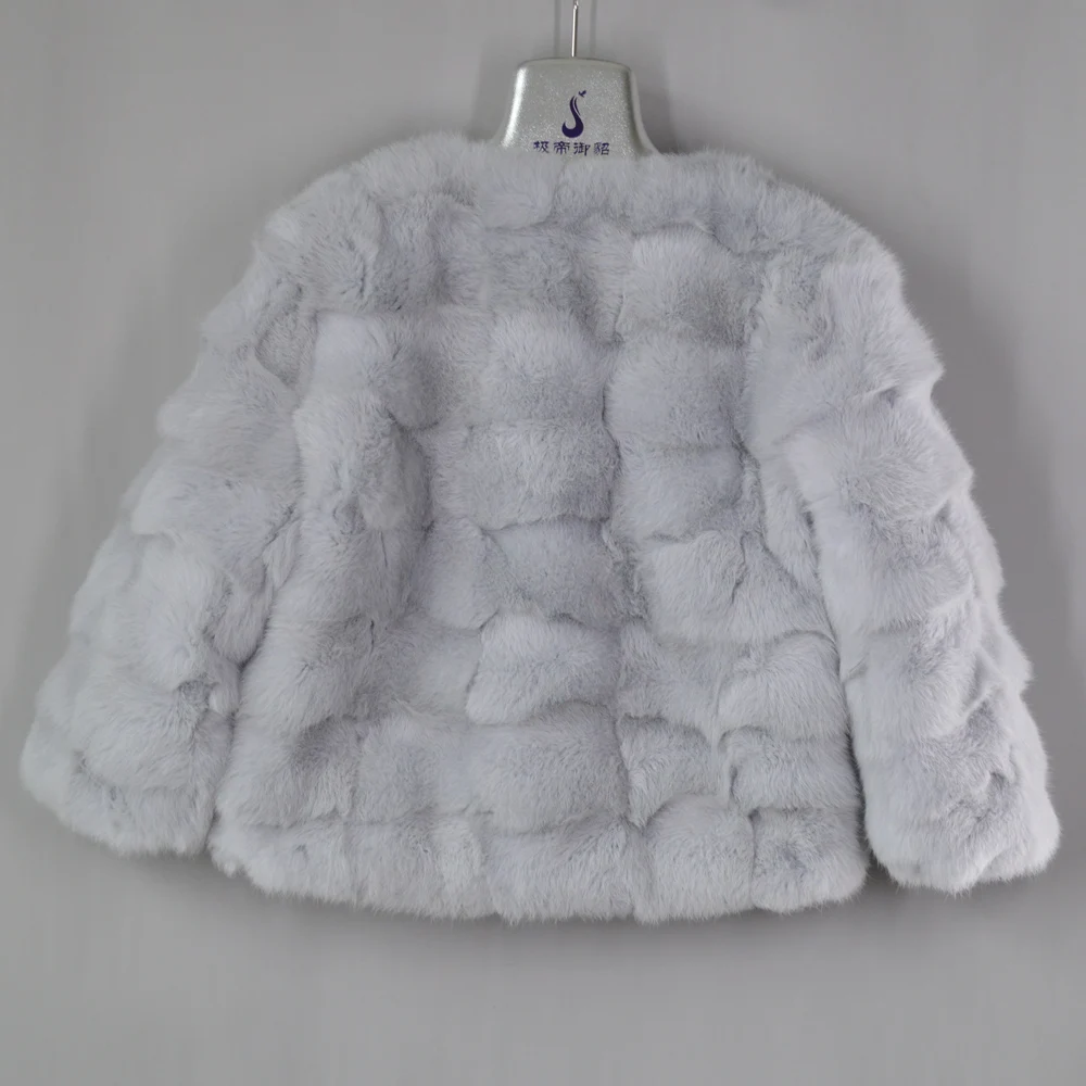 2020 Новый Стиль Короткие натуральная кроличья шуба для женщин модные куртка из