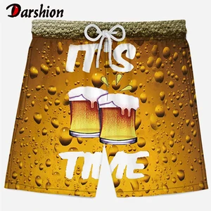 Мужские повседневные шорты с 3D принтом, пляжные шорты из молочного шелка с принтом пиво, свободные эластичные быстросохнущие шорты для мужчин размера плюс, лето 2019