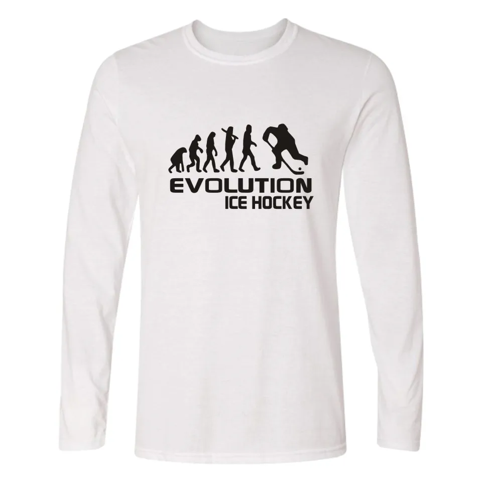 Мужская футболка с длинным рукавом Evolution Of Ice Hockeyer базовая на весну и осень