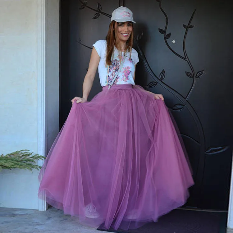 

Wedding Party Bridesmaid Skirts Tulle Long Skirt Evening Formal Maxi TuTu Skirt faldas Mujer saia jupe Size S-4XL ytl0055 F010